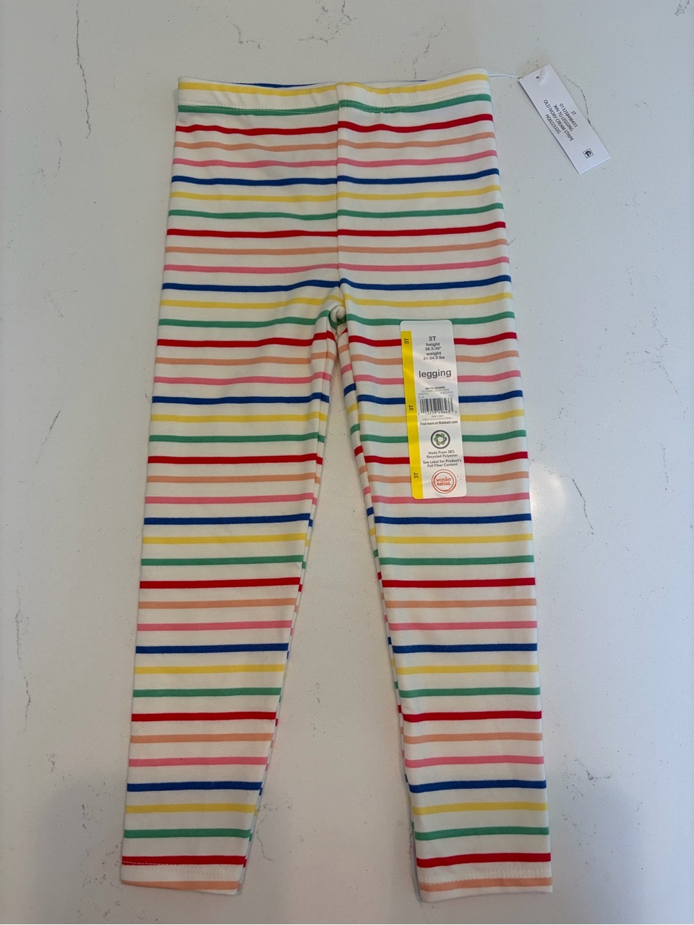 Wonder Nation White Rainbow Stripe Leggings